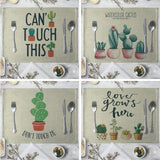 Cactus Family Dining Table Mat Linen Placemat Set A
