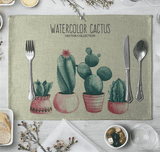 Cactus Family Dining Table Mat Linen Placemat Set A