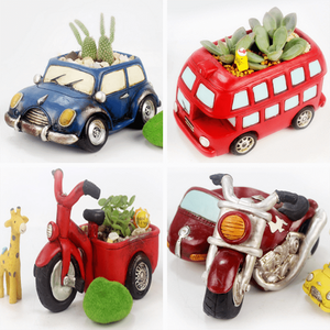 Set of 4- Bus, Car, Tricycle, Bike Succulent Planters aplanter