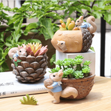 Set of 4 - Cute Squirrel Succulent Planter aplanter